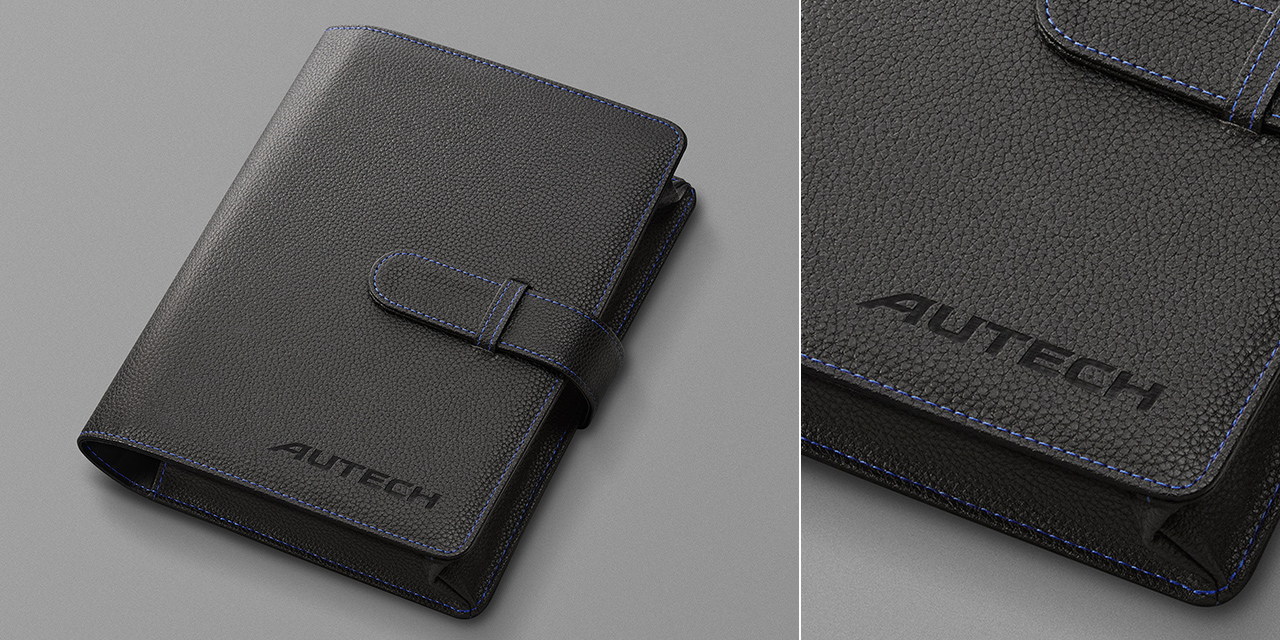 AUTECH車検証ケース (ブラック/ブルーステッチ､「AUTECH」ロゴ入り､A6サイズ車検証対応)